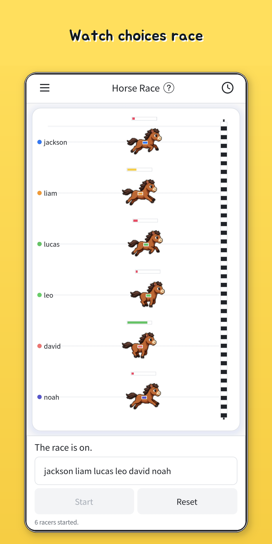 justThis horse race screen screenshot